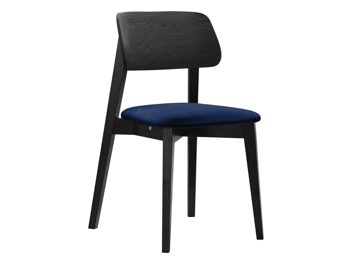 WOHNZIMMER STUHL KT63, Holzfarbe: Schwarz - Blau/Schwarz, Holz/Textil (47/80/49cm) - MIRJAN24