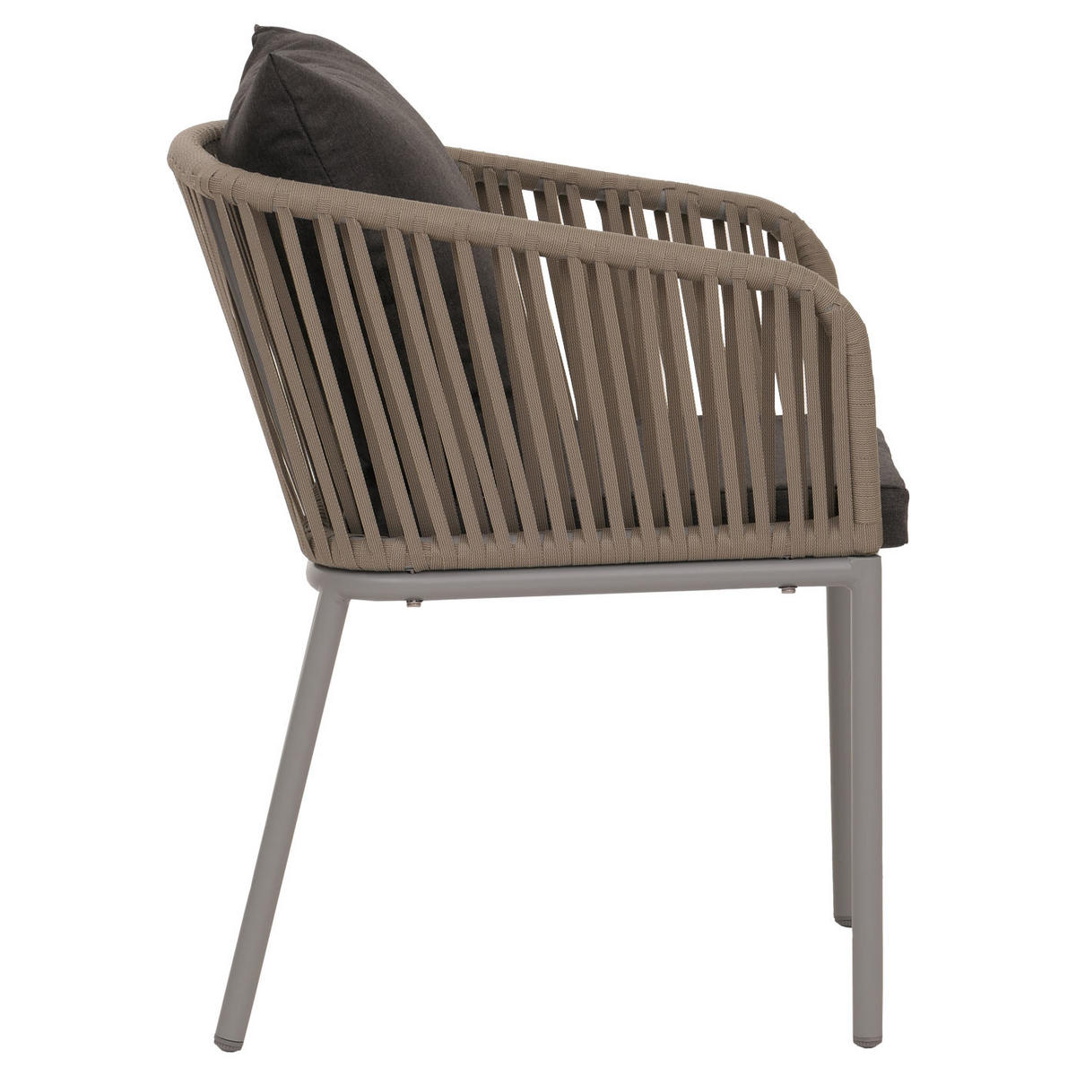 GARTENSTUHL 2er-Set 75x55x55cm wetterfest Aluminium Seilgeflecht Rope Grau - Dunkelgrau, Metall (55/75/55cm) - PROREGAL