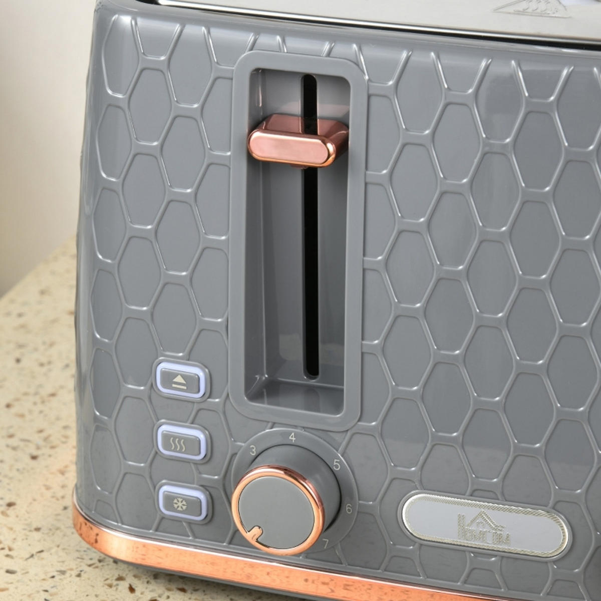 WASSERKOCHER-TOASTER Set 1,7L 4 Scheiben Toaster Kunststoff Grau - Grau, Kunststoff (19.5/23.4/24.2cm) - Rolipo
