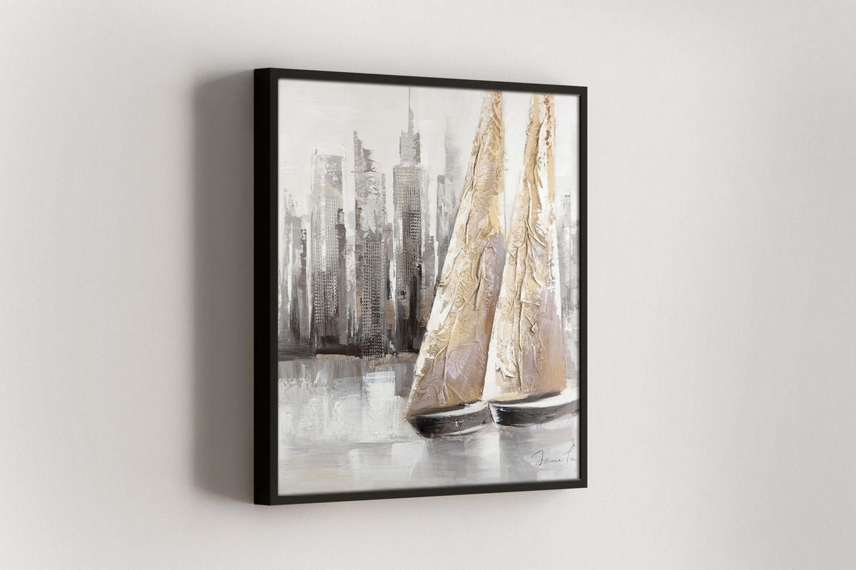 ÖLGEMÄLDE 80/80 cm - Grau, Holz/Textil (80/80cm) - KUNSTLOFT