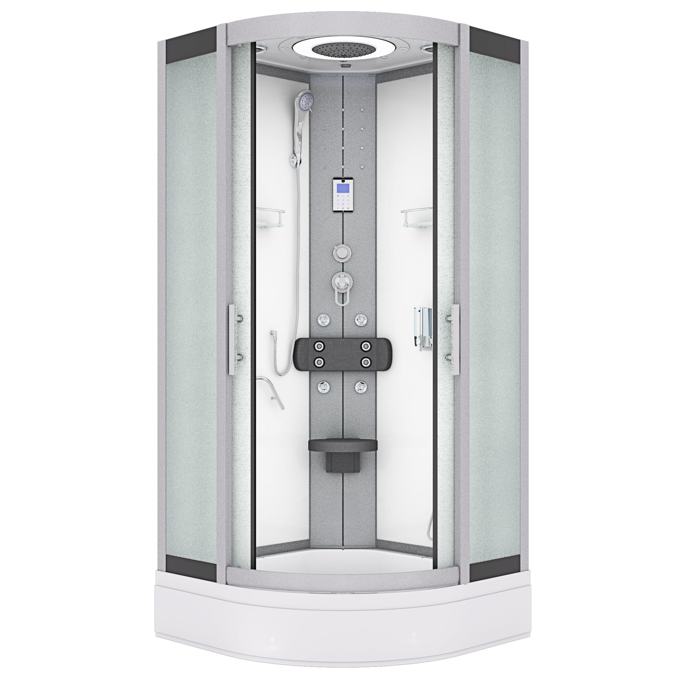 FERTIGDUSCHE Dusche D58-50M0-EC Weiß 90x90 - Weiß, Glas/Kunststoff (90/90/225cm) - AcquaVapore by Sandra Jentho