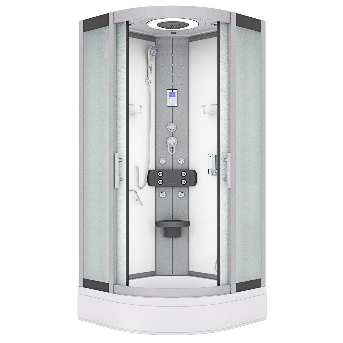 FERTIGDUSCHE Dusche D58-50M0-EC Weiß 90x90 - Weiß, Glas/Kunststoff (90/90/225cm) - AcquaVapore by Sandra Jentho