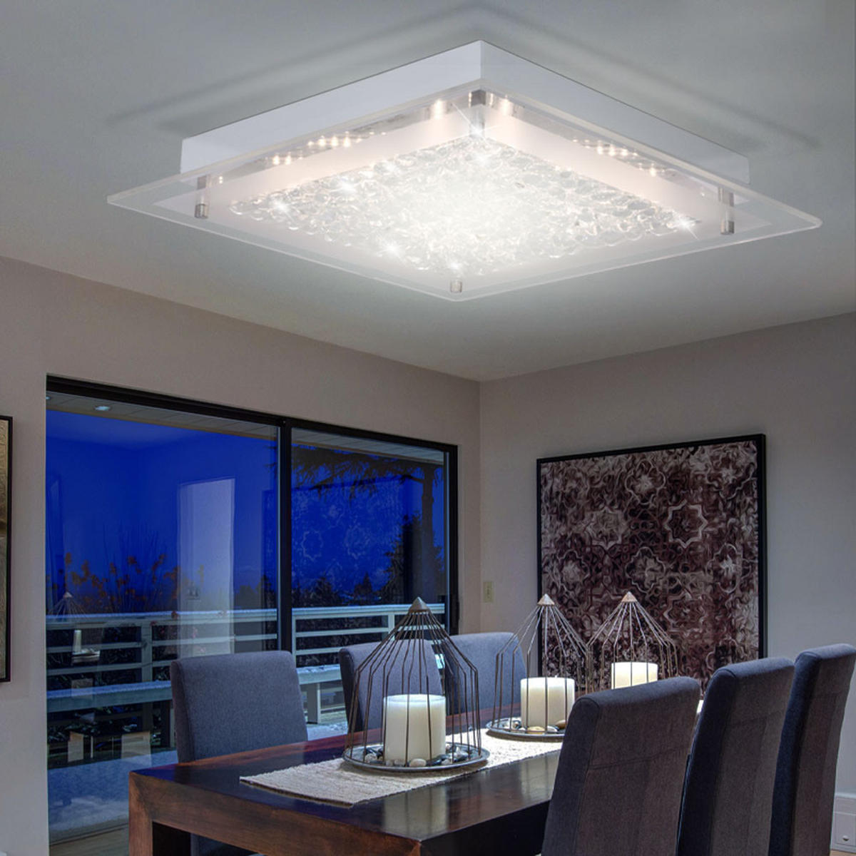 LED DECKENLEUCHTE Merle Chrom Weiß - Weiß, Glas (25/25/5cm) - Wofi