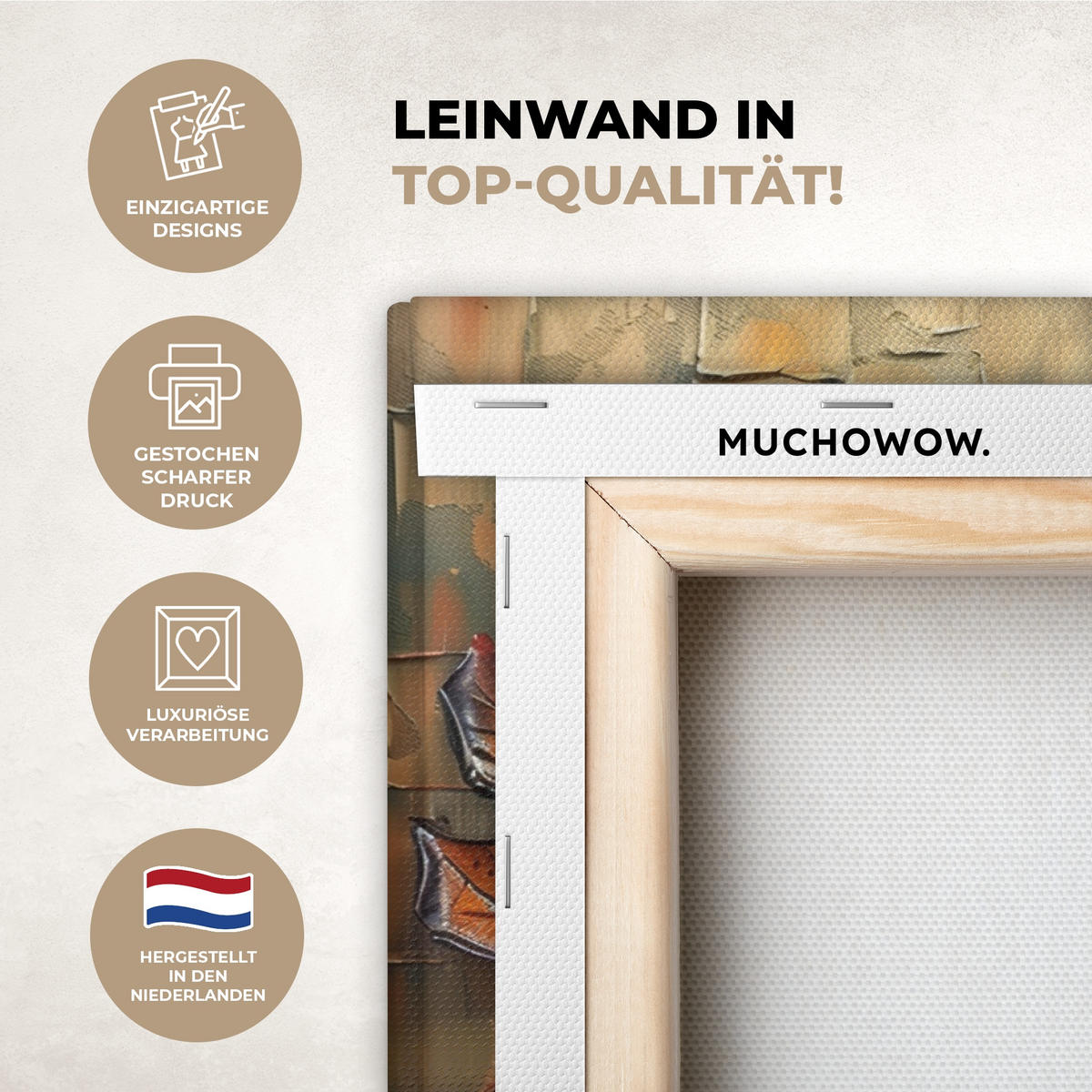 LEINWANDBILD Baum - Abstrakt - Natur - Kunst Gemälde 60x40 cm - Goldfarben, Textil (60/40cm) - MuchoWow