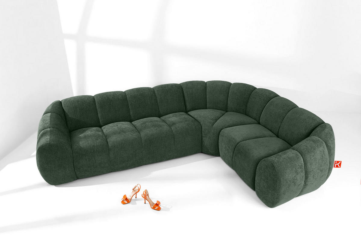 ECKSOFA RECHTS FLAVA, Dunkelgrün - Dunkelgrün, Holz/Holzwerkstoff (310/230cm) - KONSIMO®