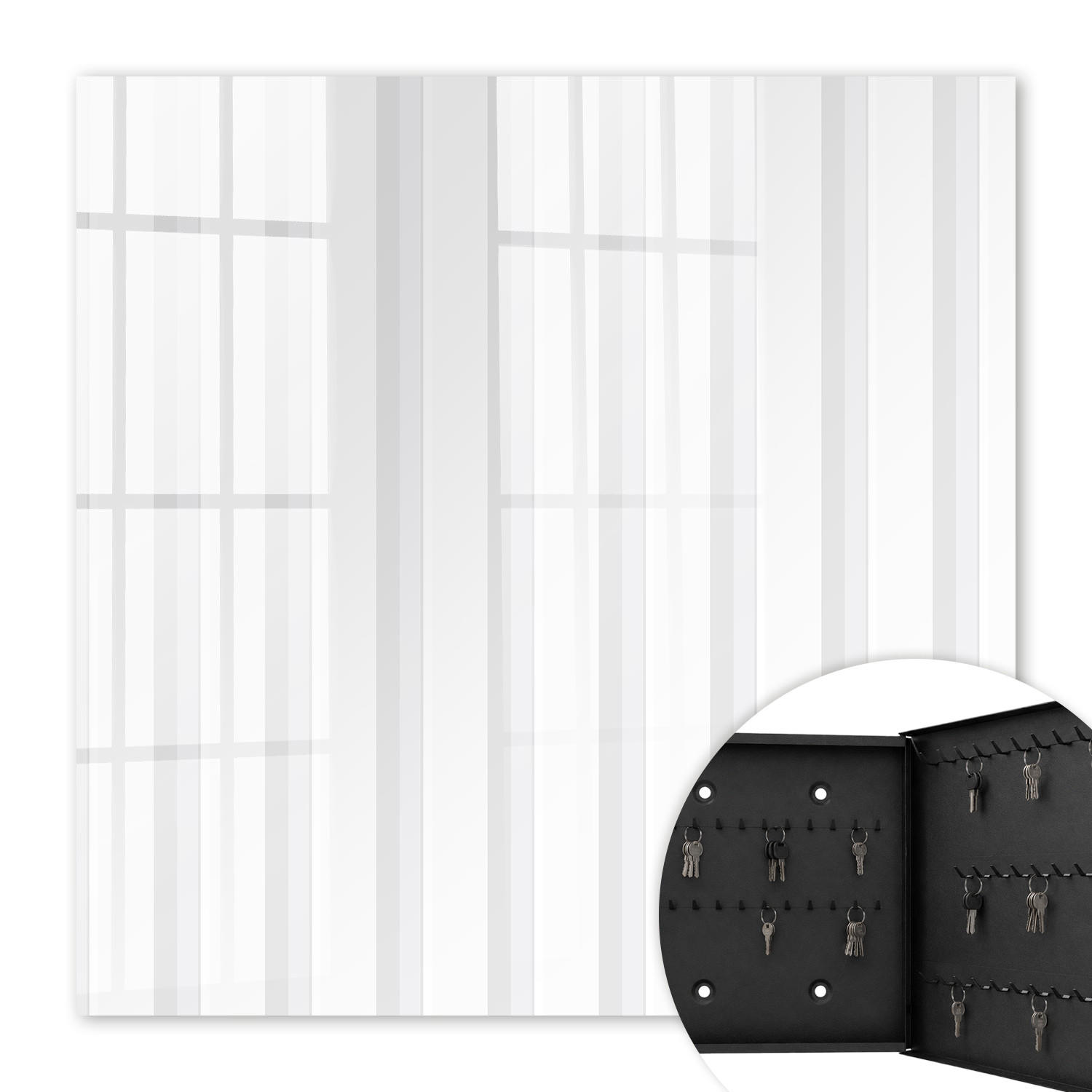 SCHLÜSSELBOX Schwarz 30x30 cm- Türöffnung nach rechts - Vertikale Streifen - Grau, Metall (30/30/5cm) - TULUP