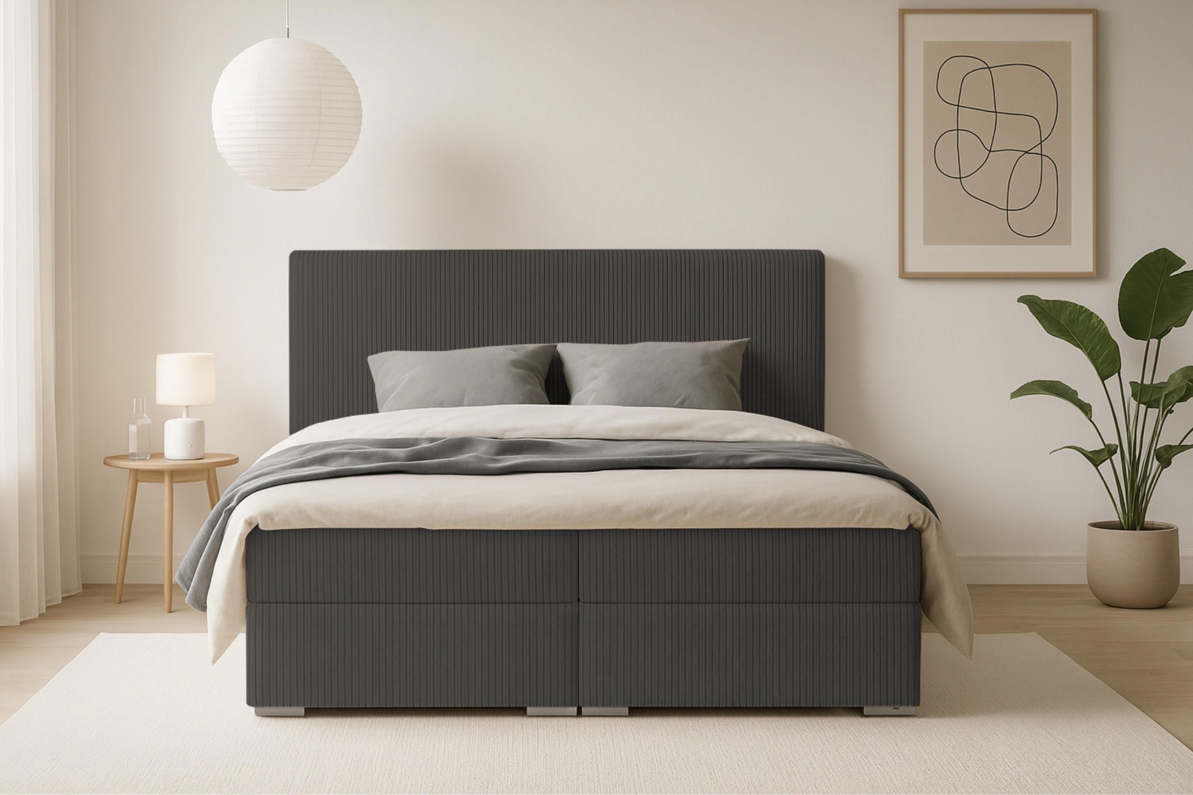 Thumbnail - Deine Möbel 24 Boxbett, Anthrazit, Holz, Holzwerkstoff, Textil, H4, 180x200 cm, Schlafzimmer, Betten, Boxspringbetten