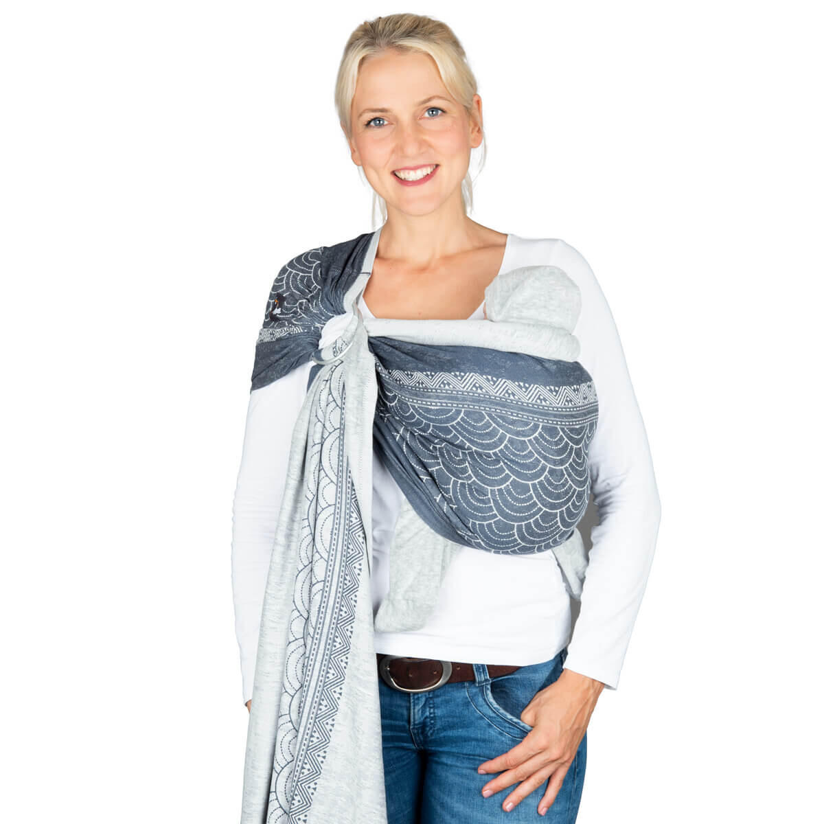 BABYTRAGETUCH Ring-Sling kbA - Blaugrau/Graphitfarben, Textil (70/0.1/200cm) - Hoppediz