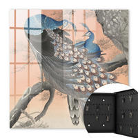SCHLÜSSELBOX Schwarz 30x30 cm- Türöffnung nach rechts - Pfauenschönheit - Blau, Metall (30/30/5cm) - TULUP
