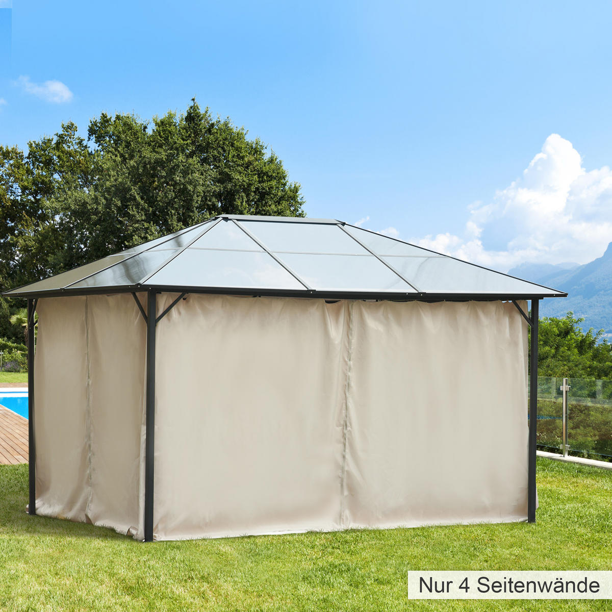 ERSATZVORHANG für Pavillon, Polyester, Beige - Beige, Kunststoff (1/205/352cm) - Outsunny