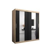 SCHWEBETÜRENSCHRANK 200/180/62 2-türig - Silberfarben/Schwarz, Holz/Kunststoff (180/200/62cm) - Abiks Möbel