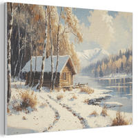 AKUSTIKBILD Winter - Schnee - Zuhause - Natur Wanddeko 70x50 cm - Hellbraun, Kunststoff (70/50/0.9cm) - MuchoWow