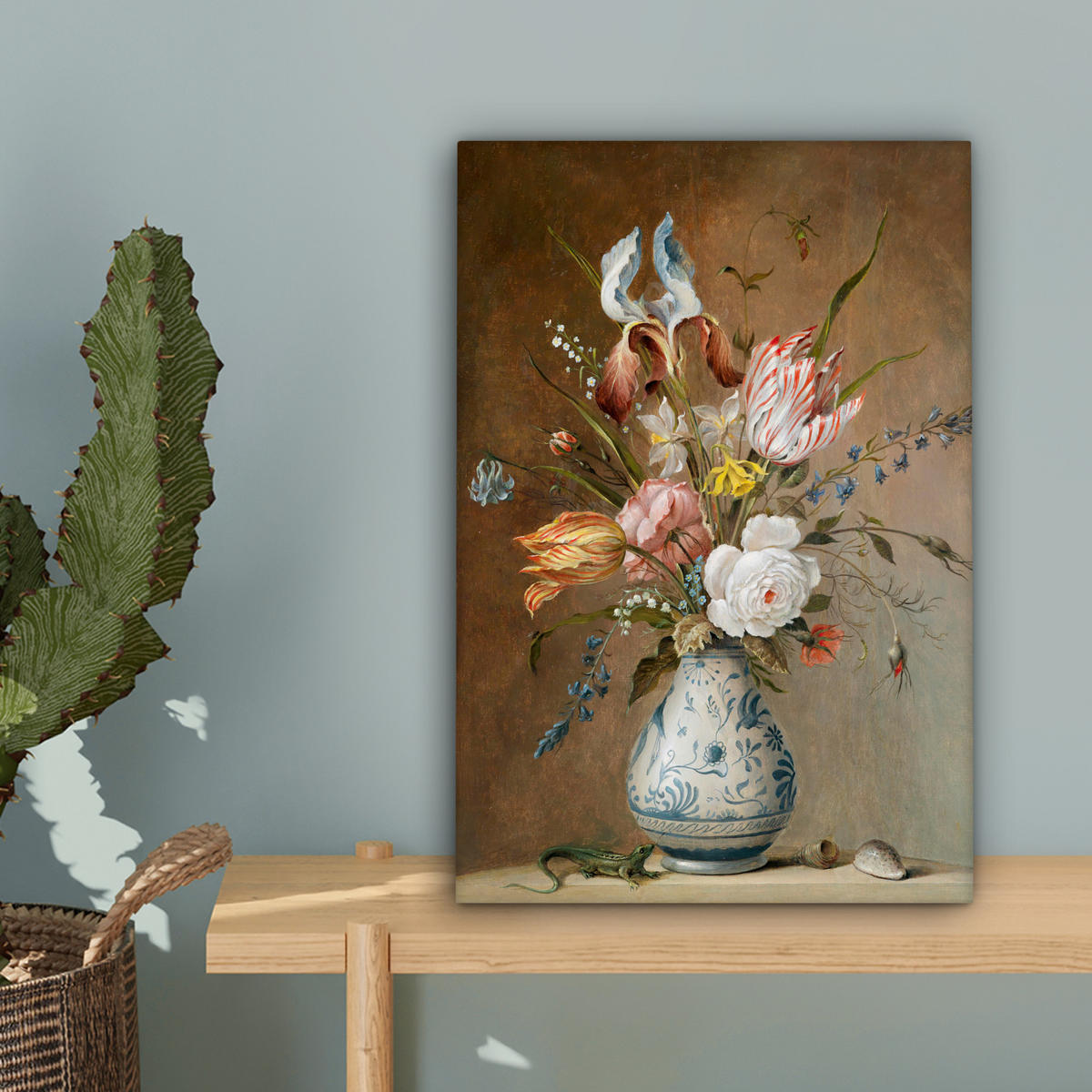 LEINWANDBILD Alte Meister - Blumen - Balthasar van der Ast Deko Wohnzimmer 20x30 cm - Hellbraun, Textil (20/30cm) - MuchoWow