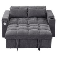 SCHLAFSOFA 140.5/74/82 cm Grau mit USB-Anschluss, verstecktem Tisch und Getränkehalter - Grau, Textil (140.5/82/74cm) - Oxeza