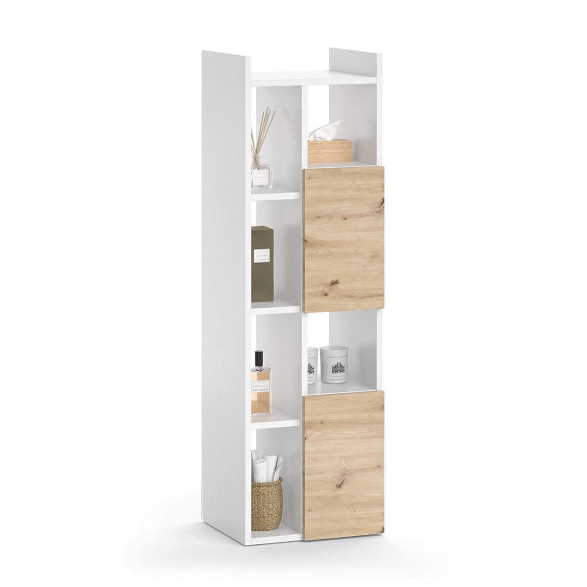 BADSCHRANK Alf Weiß 36 x 117 cm mit 2 Schubladen - Weiß, Holzwerkstoff (36/117/36cm) - Vicco