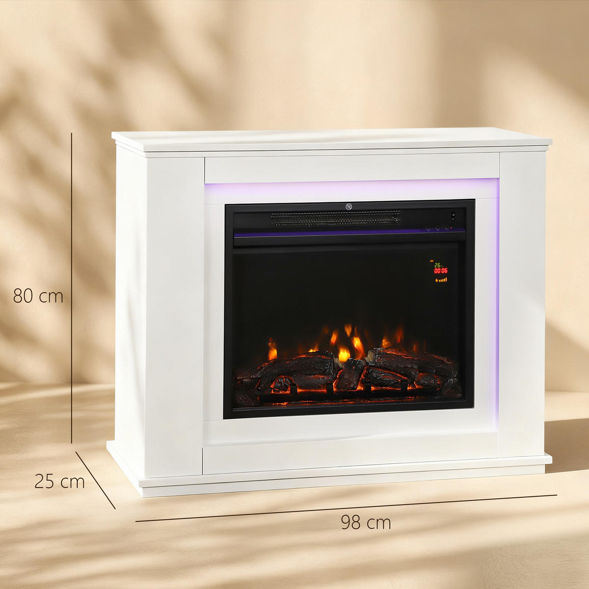 ELEKTROKAMIN MDF Stahl Weiß - Weiß, Holzwerkstoff (25/80/98cm) - HOMCOM