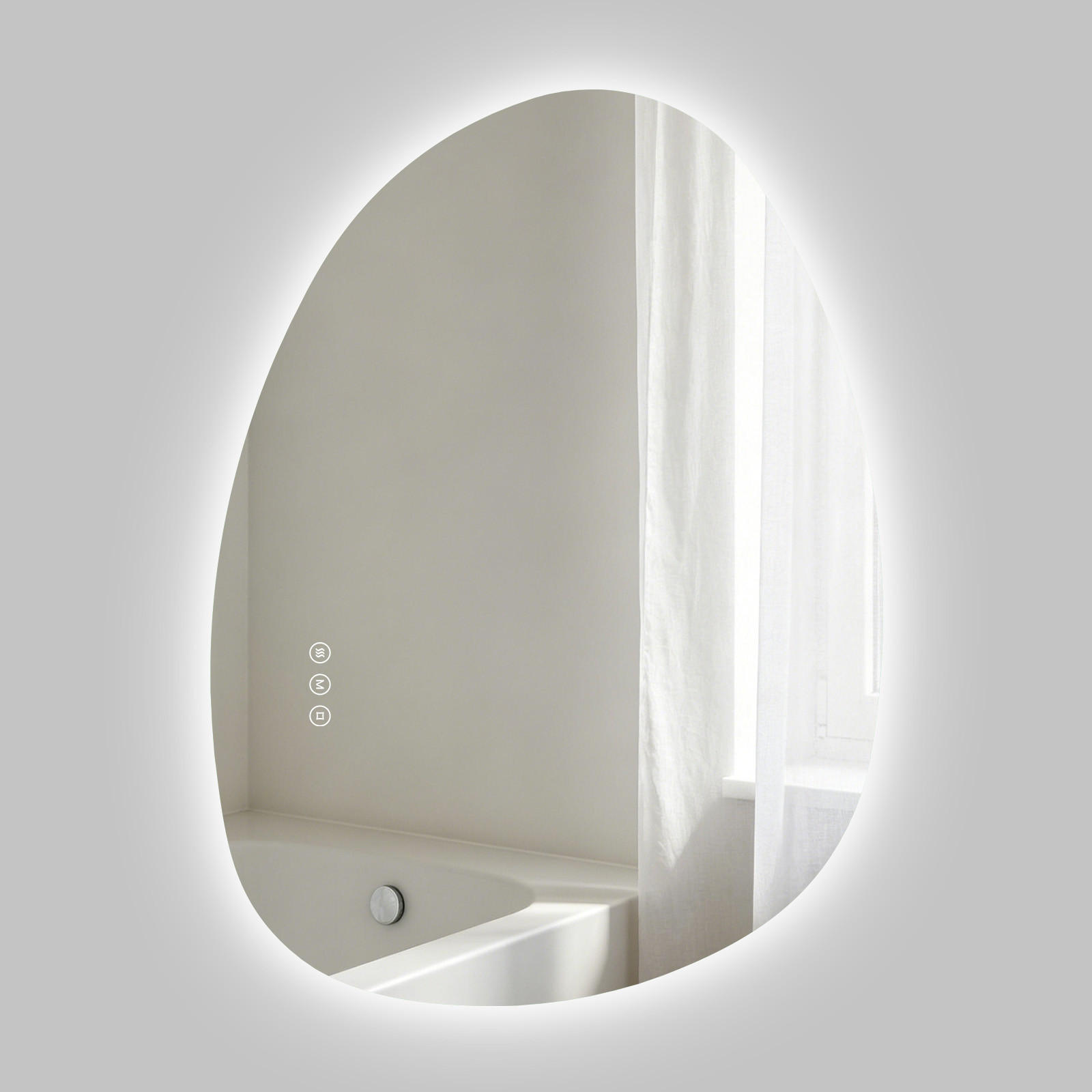 BADSPIEGEL MIT BELEUCHTUNG 75/55 cm asymmetrisch mit dimmbarer LED-Beleuchtung und Antibeschlag - Transparent, Glas (55/75/2.5cm) - S'AFIELINA
