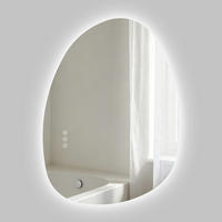 BADSPIEGEL MIT BELEUCHTUNG 75/55 cm asymmetrisch mit dimmbarer LED-Beleuchtung und Antibeschlag - Transparent, Glas (55/75/2.5cm) - S'AFIELINA