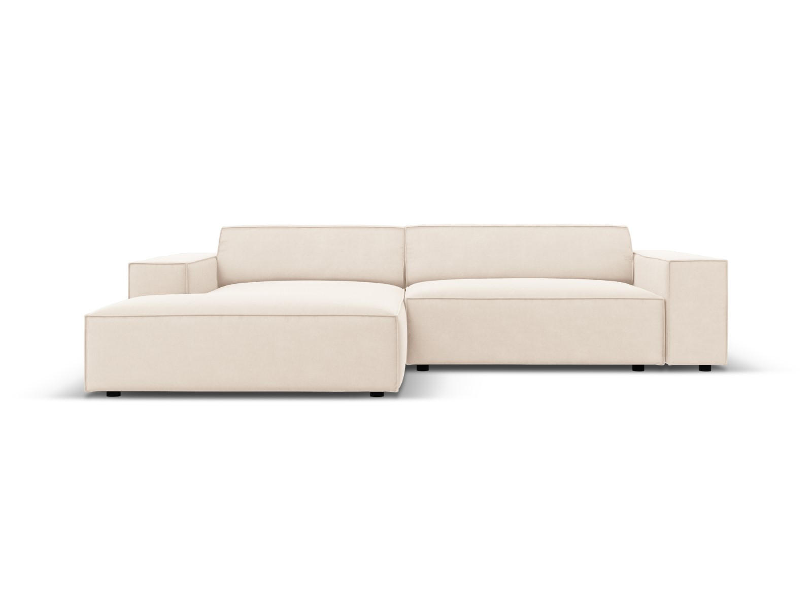 MODULARES-ECKSOFA links Jodie aus Samt leichtes beige 3 Sitzplätze - Beige, Textil (166/224cm) - Micadoni