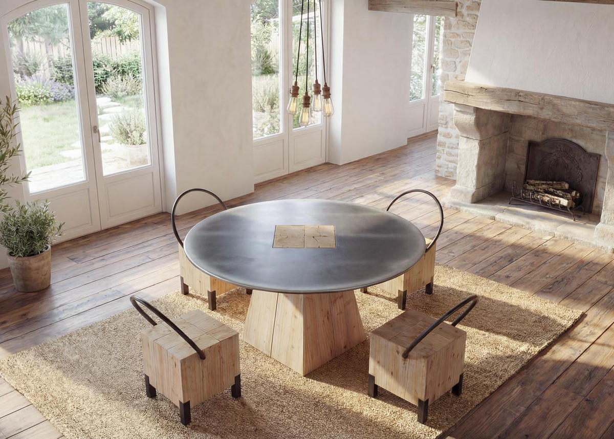 ESSTISCH Braun, Metall - Silberfarben/Braun, Holz (120/120/74cm) - MCW