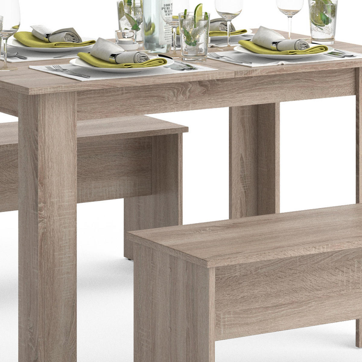 JÍDELNÍ STŮL SESTAVA Sentio Sonoma 112 x 73.6 cm se 2 lavicemi - Sonoma dub, kompozitní dřevo (112/73/73.6cm) - Vicco