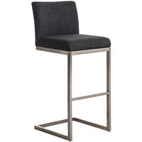 BARHOCKER Stoff Dunkelgrau - Chromfarben/Dunkelgrau, Textil/Metall (42/104/48cm) - CLP