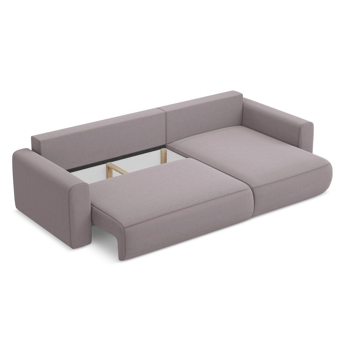 ECKSOFA mit Schlaffunktion Samt Stoff Violett - Lila/Flieder, Kunststoff/Textil (278/149cm) - LaMiaSofa