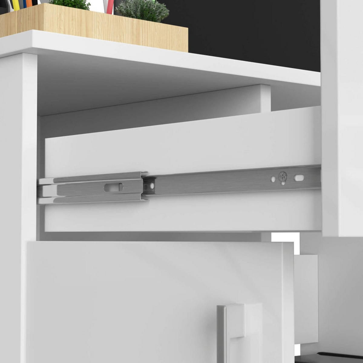 SCHREIBTISCH Weiß, Weiß Glanz 74/90/50 - Weiß Hochglanz/Weiß, Holzwerkstoff (50/90/74cm) - RAUMHIRSCH FURNITURE