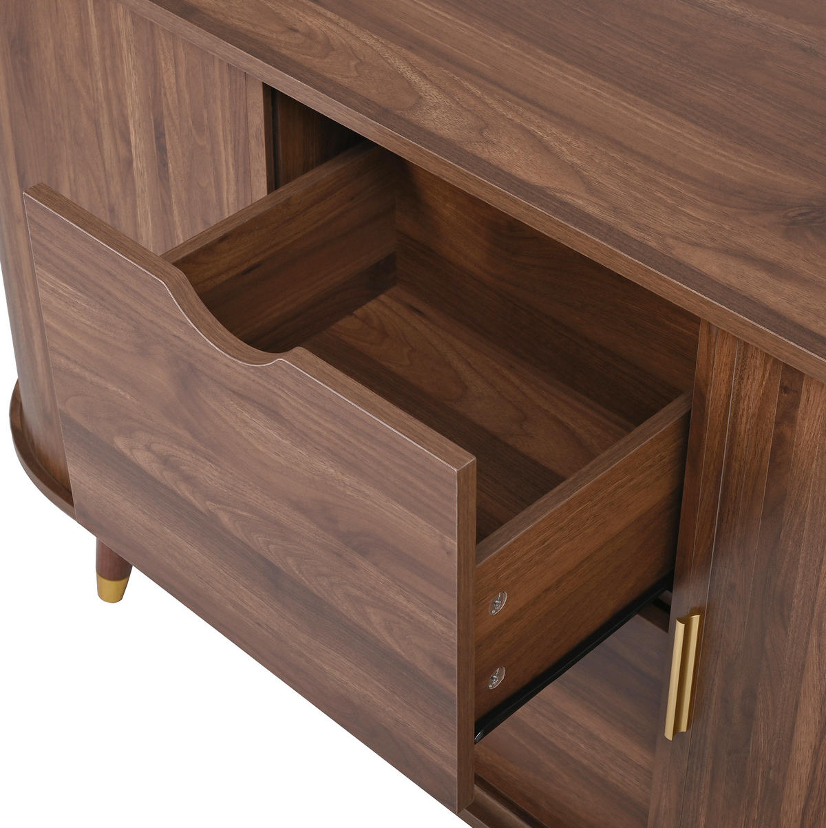 KOMMODE 140/40/79,5 cm aus MDF mit 3D-Maserung und abgerundeten Ecken Nussbaum - Nussbaumfarben, Holzwerkstoff (140/79.5/40cm) - Modenvie