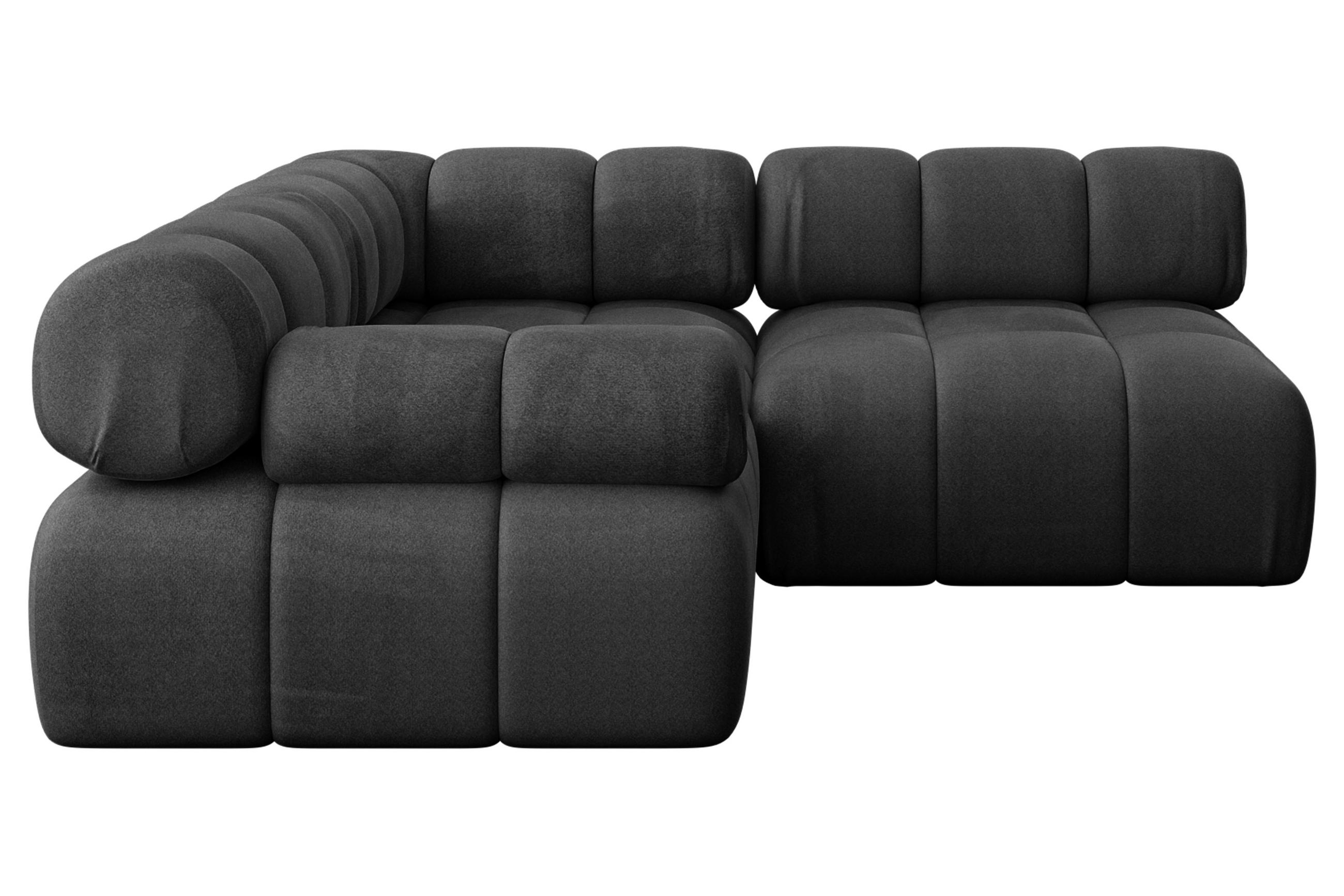 ECKSOFA modulares Sofa Mende-L1 - 190x190x70 cm Schwarz Velours - Schwarz, Holzwerkstoff/Textil (190/190cm) - ALTDECOR