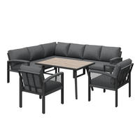 OUTDOOR-SOFASET 124x69x86cm grau aus Metall und mit Kissen - Grau, Holz/Metall - Modfu