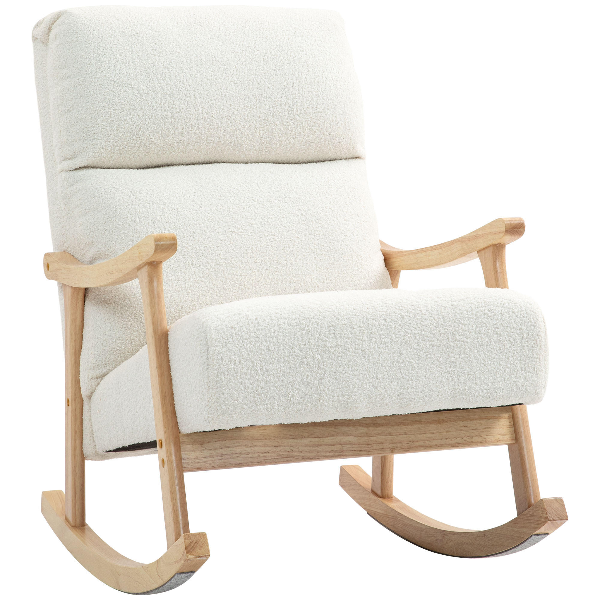 HOMCOM HOUPACÍ křeslo, ergonomické houpací křeslo, křeslo s područkami, houpací křeslo krémově bílé