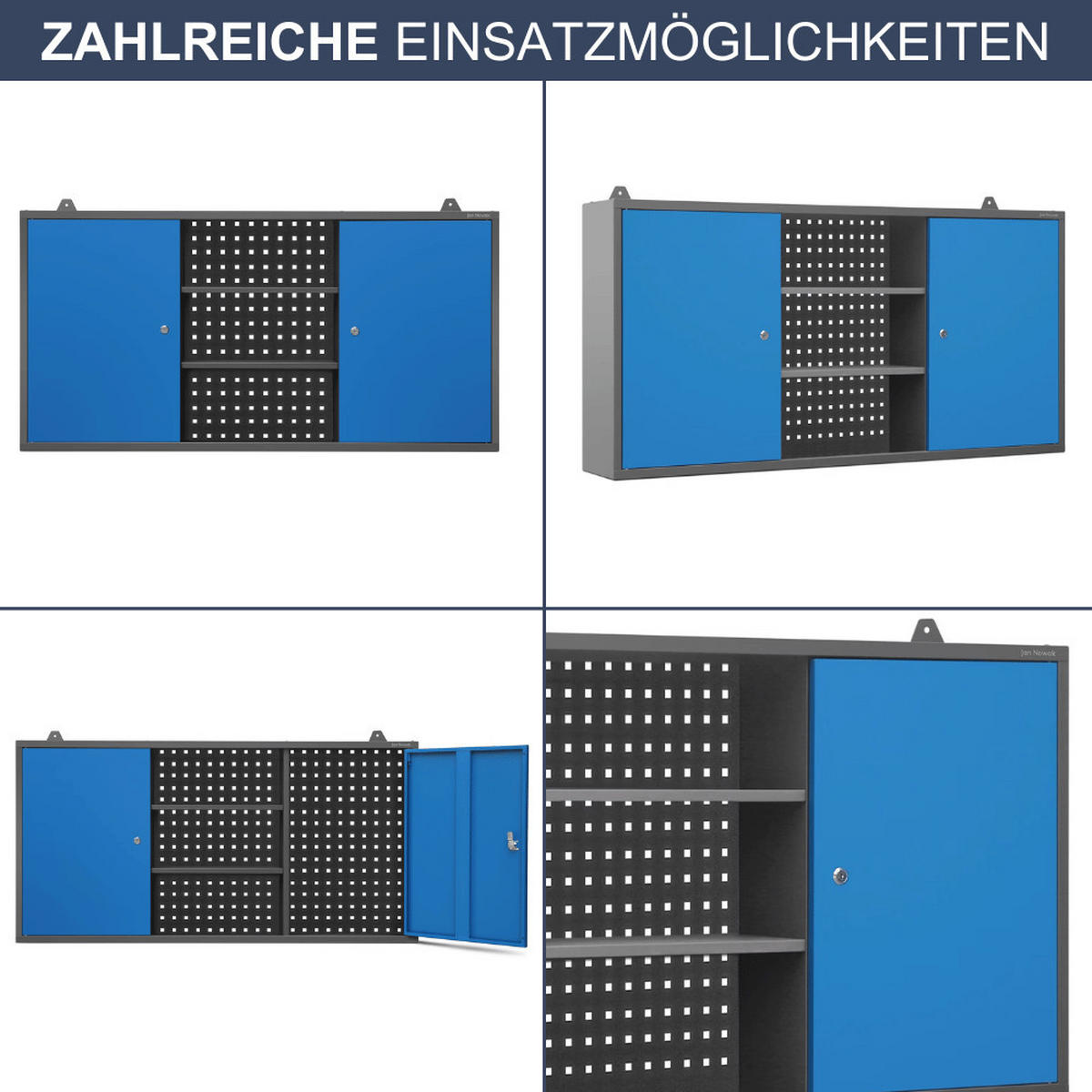 HÄNGESCHRANK Werkstatt abschließbar OLIS 60x120x20cm Anthrazit-Blau - Anthrazit, Metall (120/60/20cm) - DELUKE