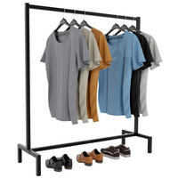 KLEIDERSTÄNDER 120x38x120-schwarz-Metall - Schwarz, Metall (120/120/38cm) - CLP