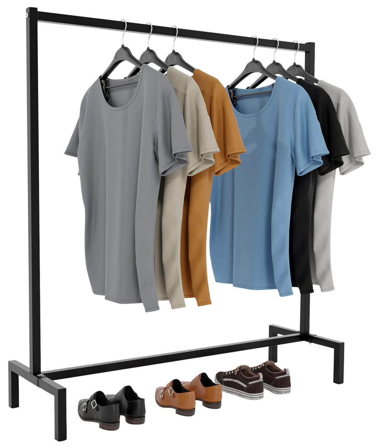 KLEIDERSTÄNDER 120x38x120-schwarz-Metall - Schwarz, Metall (120/120/38cm) - CLP