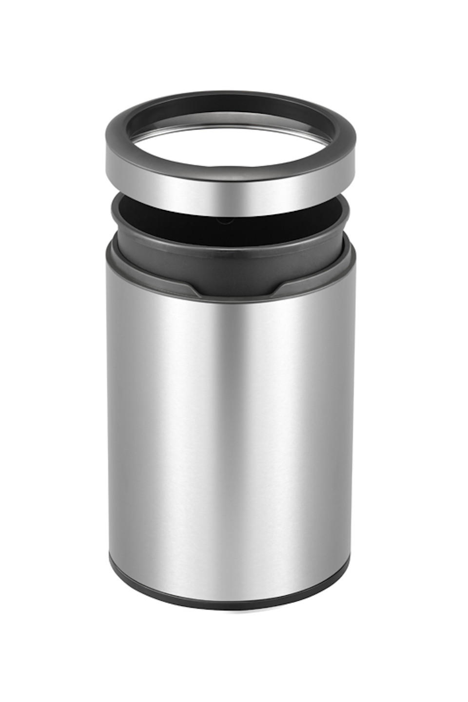 MÜLLEIMER Mit Offener Einwurfsöffnung 12 Liter Edelstahl Silber - Silberfarben, Metall (24/38/24cm) - PROREGAL