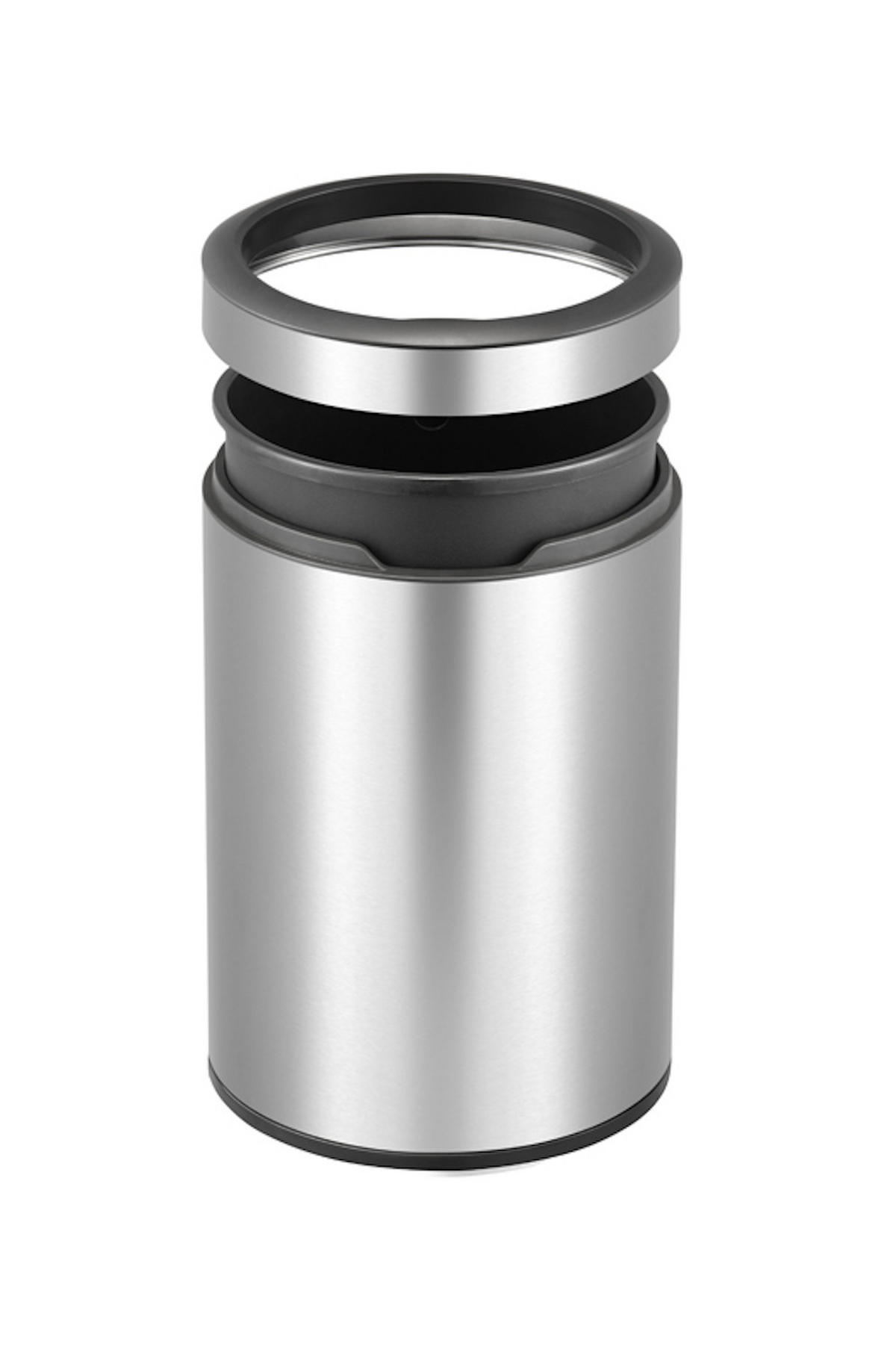 MÜLLEIMER Mit Offener Einwurfsöffnung 12 Liter Edelstahl Silber - Silberfarben, Metall (24/38/24cm) - PROREGAL