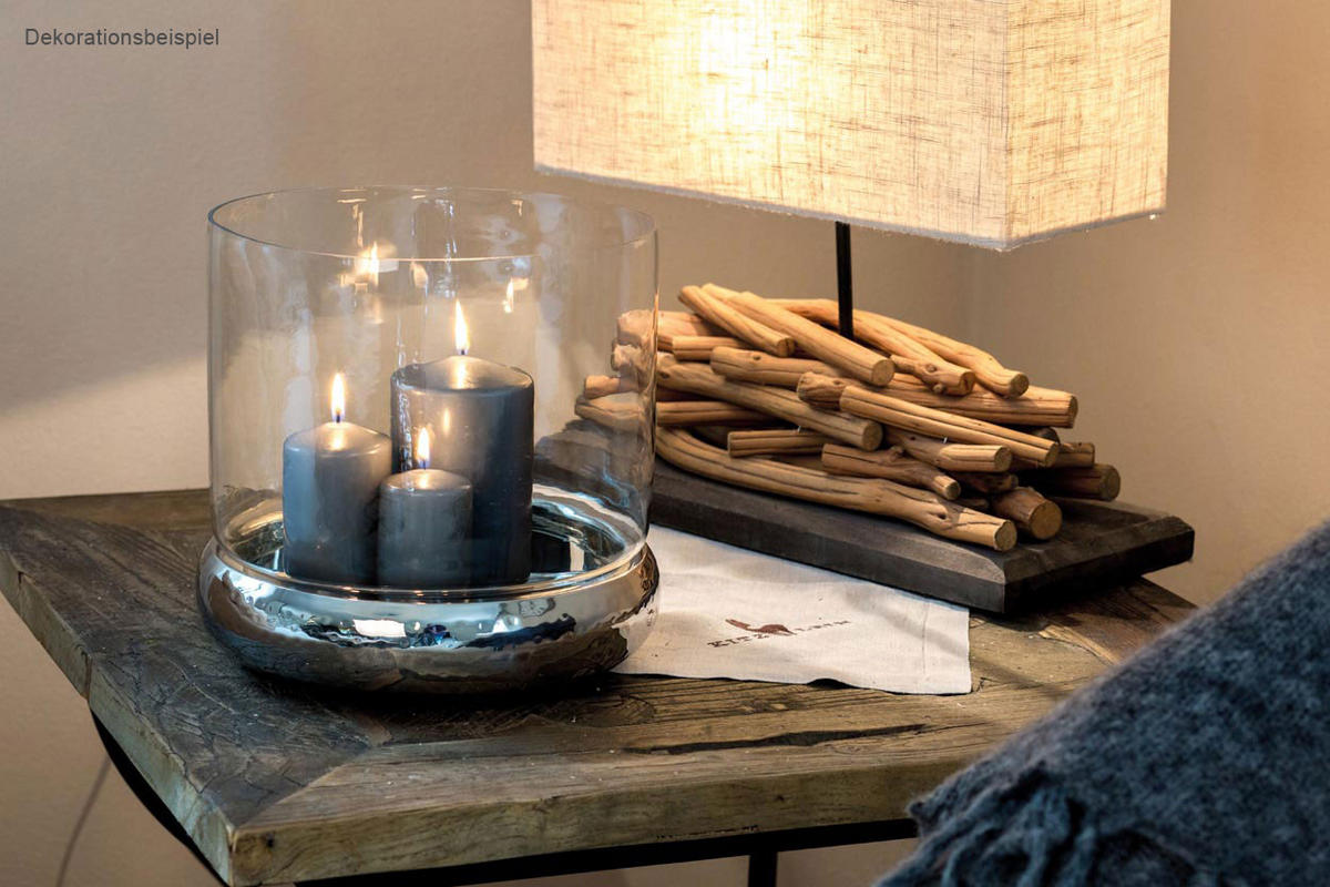 WINDLICHT/KERZENHALTER gehämmert Ø 24 cm - Silberfarben, Paraffin (24/24/24cm) - Hermann Bauer jun. Kollektion GmbH