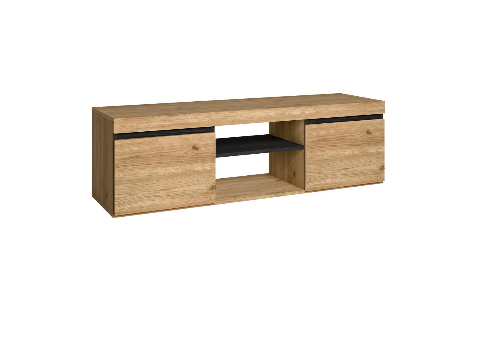 Skraut Home Lowboard, Eiche, Schwarz 140x41x40 cm