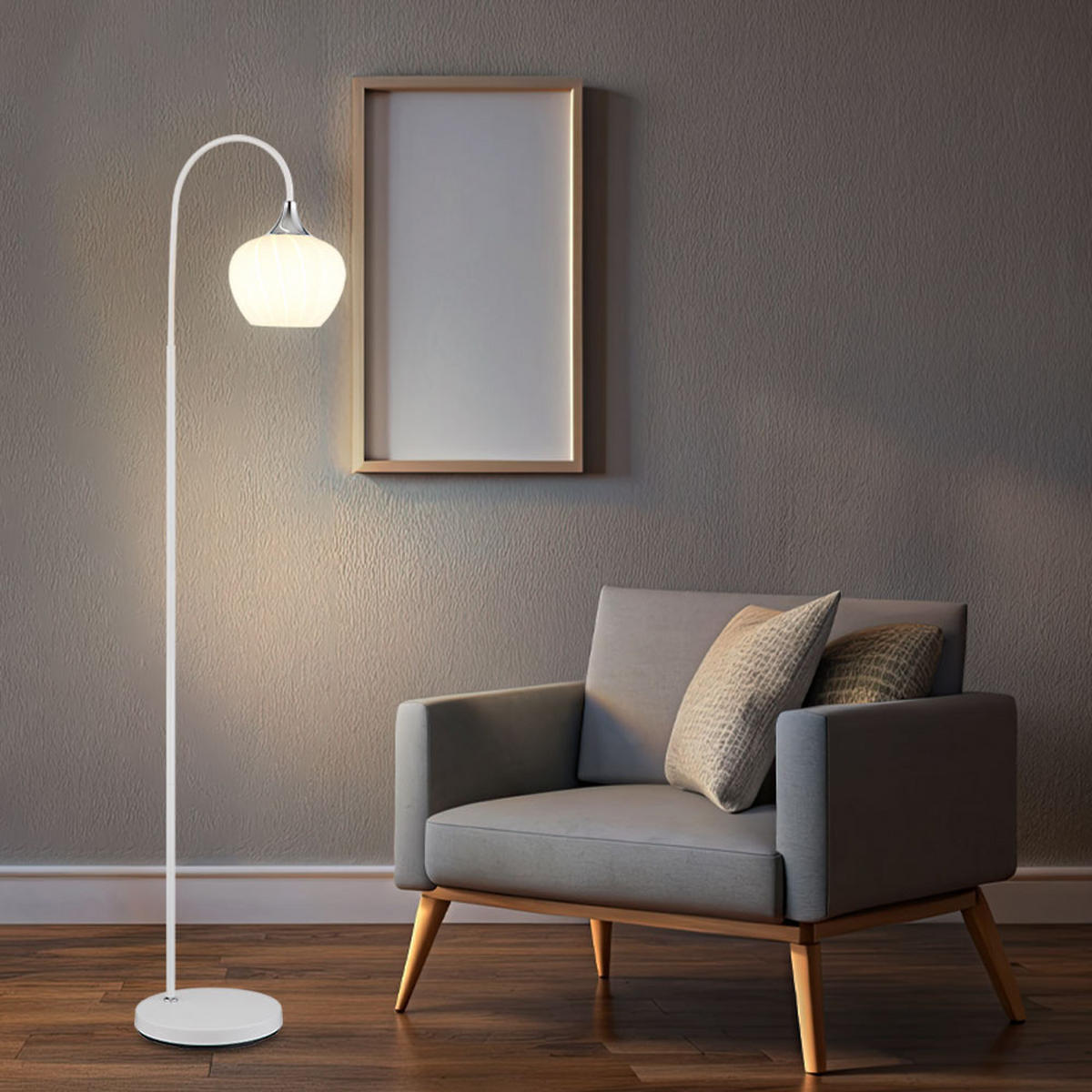 LED STEHLEUCHTE MAXY Glas Weiß - Weiß, Glas (39/25/150cm) - Globo Lighting