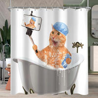 DUSCHVORHANG Cat Selfies 180 x 200 cm - Multicolor, Textil (180/200cm)