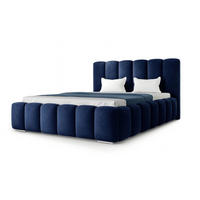 POLSTERBETT BARON mit Kopfteil, 180 x 200 cm, Doppelbett mit Bettkasten und Lattenrost aus Metall, Velourstoff, Frabe: Blau - Blau, Holz/Kunststoff (180/200cm) - Agmat-Furniture
