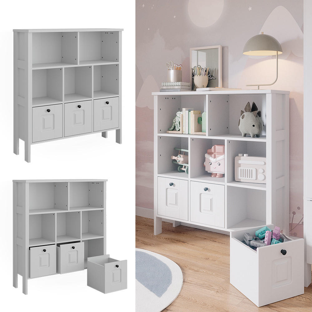 KINDERREGAL Ajaton Weiß 103.6 x 113.4 cm - Weiß, Holzwerkstoff (103.6/113.4/32.6cm) - VitaliSpa