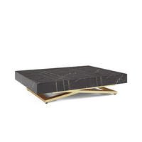 COUCHTISCH SANNA U - Goldfarben/Schwarz, Holzwerkstoff/Metall (80/120/27cm) - Meblini