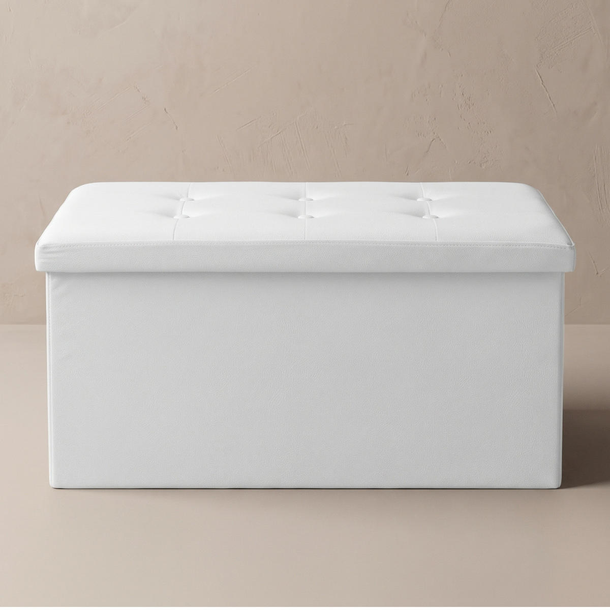 HOCKER mit Stauraum - Weiß, Leder (40/40/80cm) - SCENA LIVING