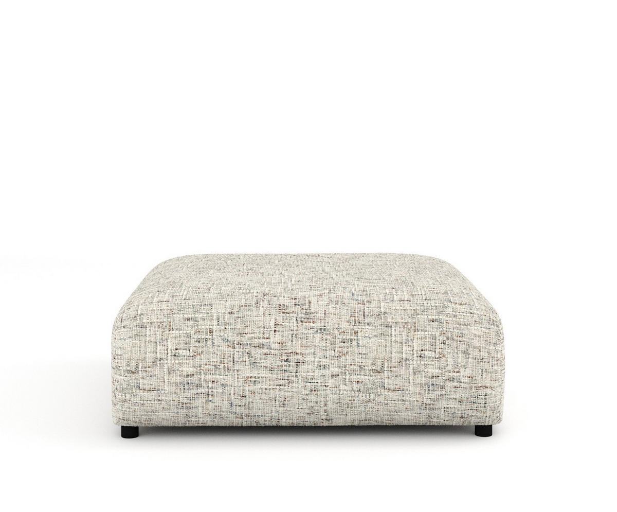 POUF L Zanzibar Beige Webstoff - Beige/Schwarz, Holz/Holzwerkstoff (110/37/110cm) - Maison de Reve