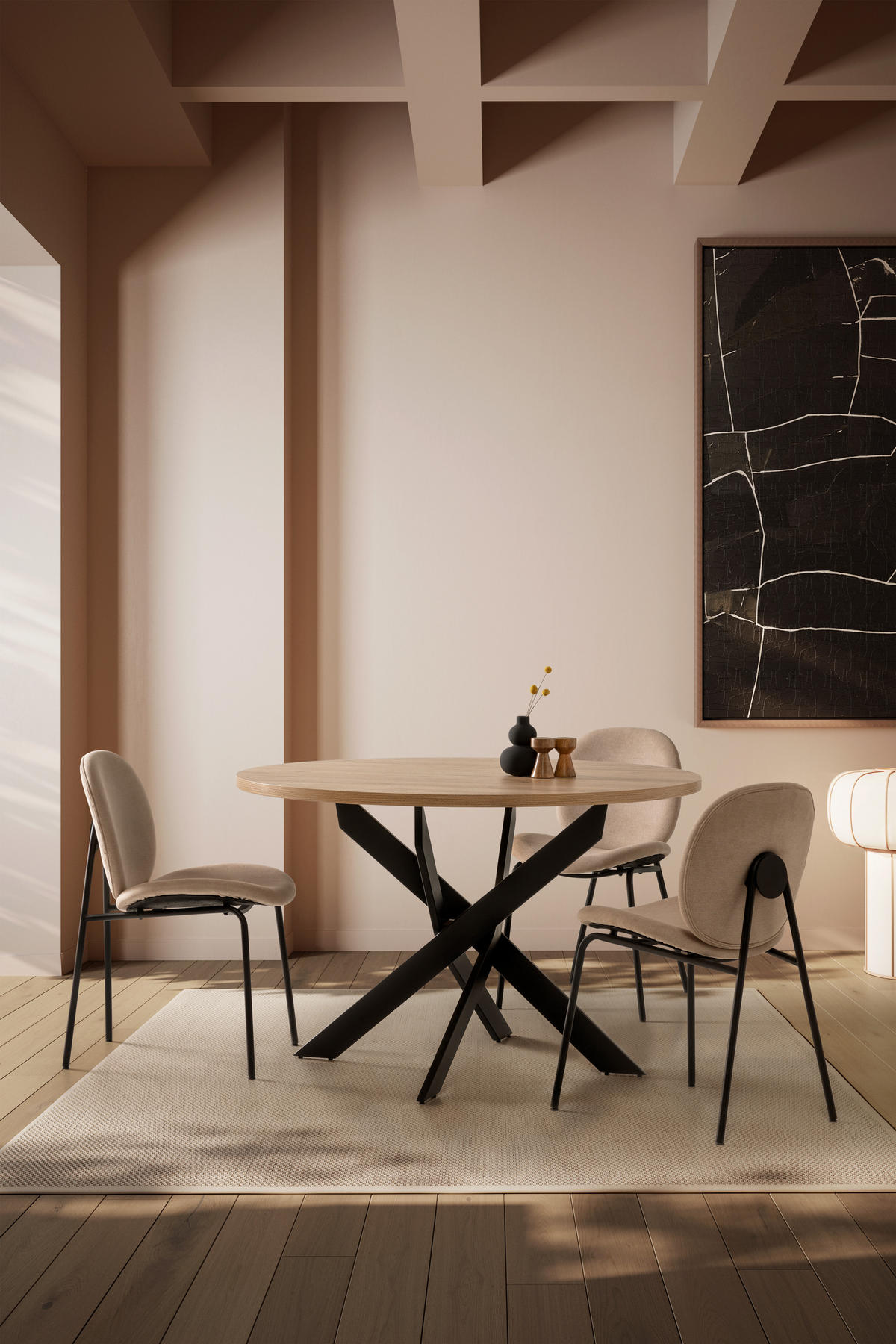 ESSTISCH Ther Schwarz 120/120/77 cm - Schwarz, Holz (120/120/77cm) - Calicosy