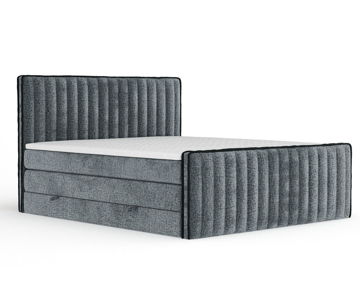 BOXSPRINGBETT Nocturne Blau Grau 200/200 cm - Blaugrau/Schwarz, Holz/Holzwerkstoff (200/200cm) - Maison de Reve