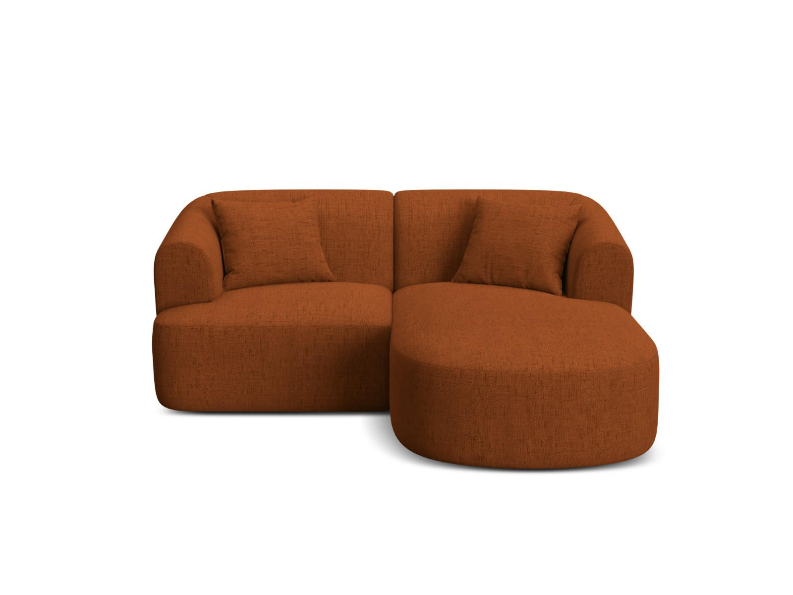 MODULARES-ECKSOFA rechts Campi aus strukturiertem Stoff ziegelrot 3 Sitzplätze - Orange, Textil (156/180cm) - Cosmopolitan Design