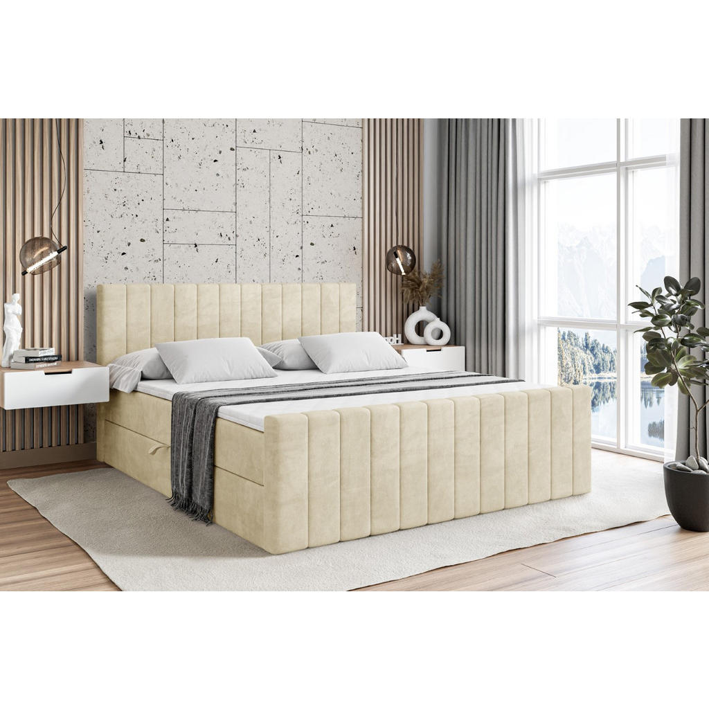 Thumbnail - Altdecor Boxbett, Beige, Holzwerkstoff, Höhe ca. 20 cm, 120x200 cm, Schlafzimmer, Betten, Boxspringbetten